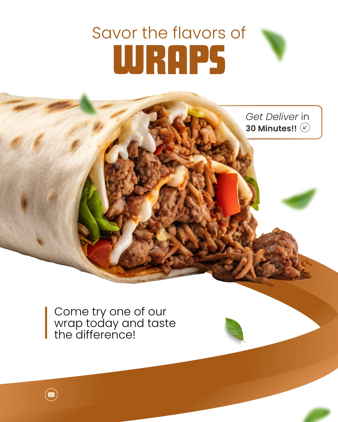 Beige and Orange Illustrated Shawarma Promotional Instagram Post